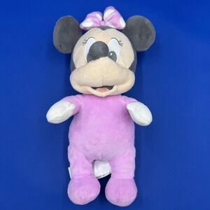 Disney Minnie Mouse Baby Nursery Plush Lavender Onesie Polka Dot Bow 12" Stuffed